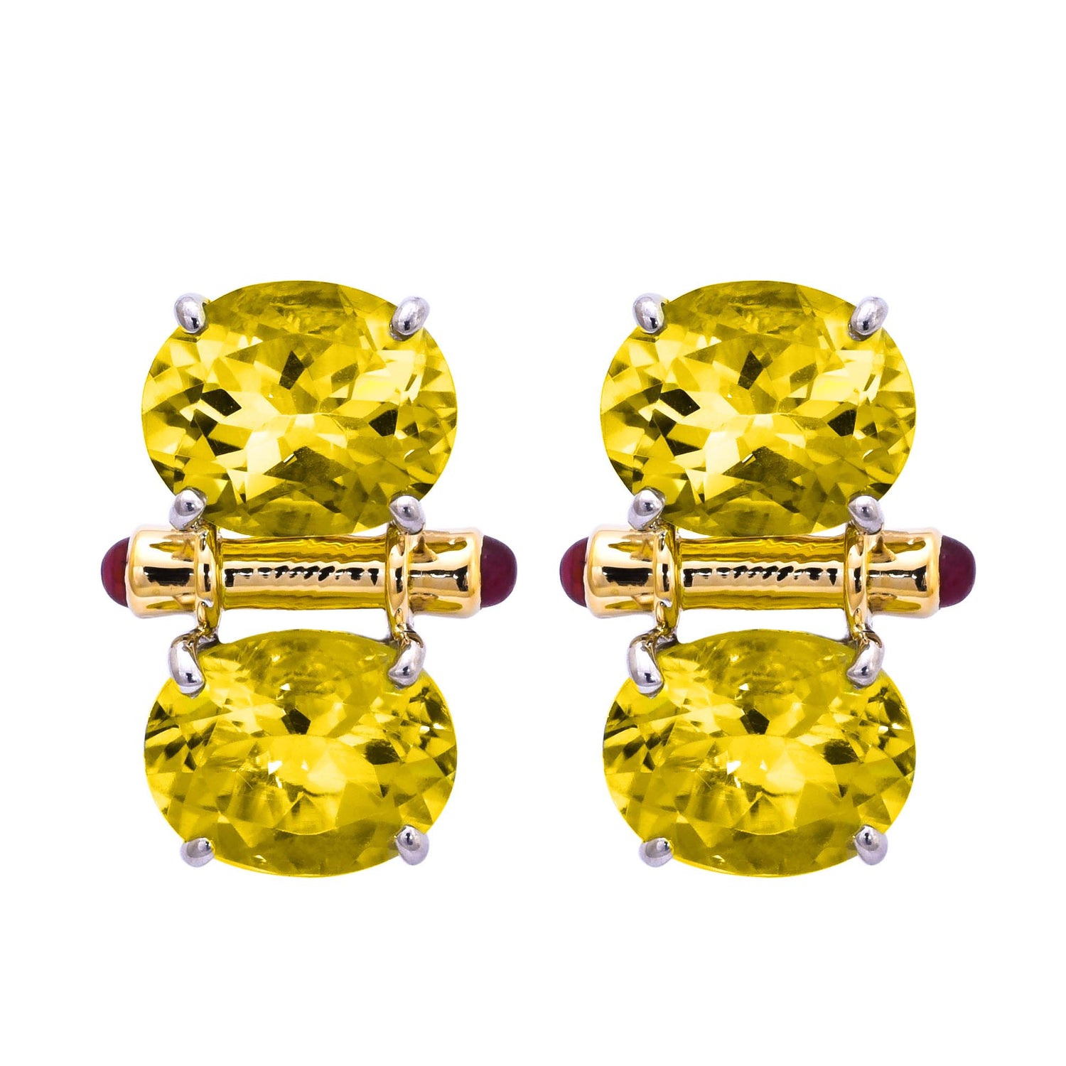 Earrings- Lemon Quartz and Ruby (25IM) | Singhvi Jewels