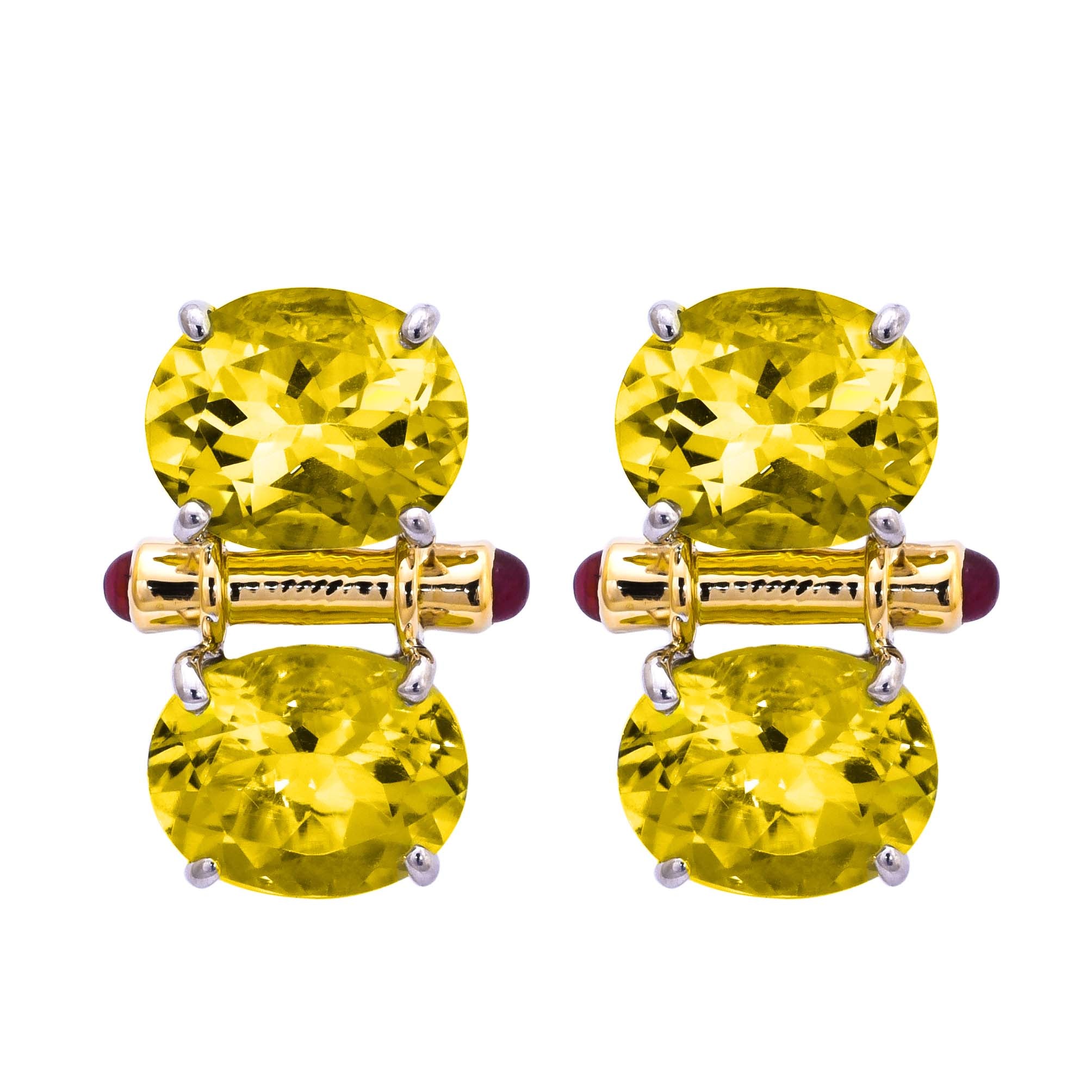 Earrings- Lemon Quartz and Ruby (25IM) | Singhvi Jewels