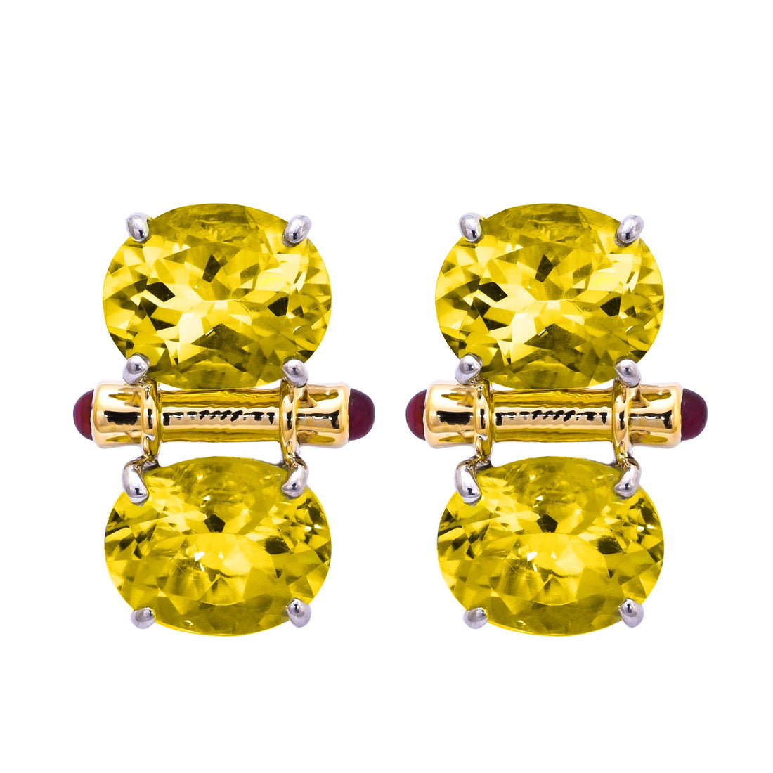 Earrings - Lemon Quartz and Ruby | Singhvi Jewels