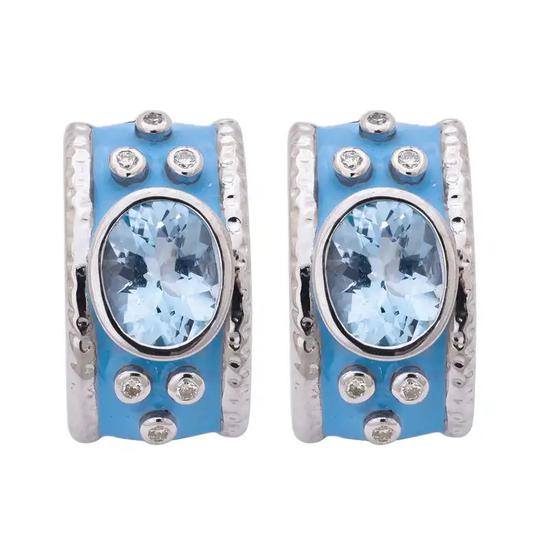 Earrings- Blue Topaz and Diamond (256BS) | Singhvi Jewels
