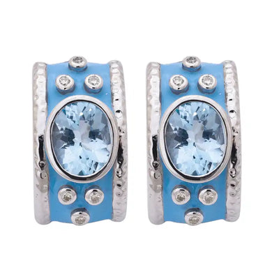 Earrings- Blue Topaz and Diamond  (256BS)