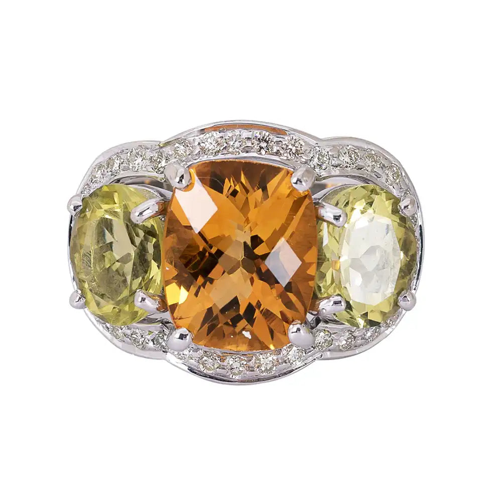 Ring - Citrine, Lemon Quartz and Diamond | Singhvi Jewels