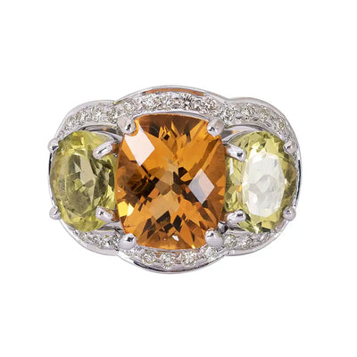 Ring - Citrine, Lemon Quartz And Diamond
