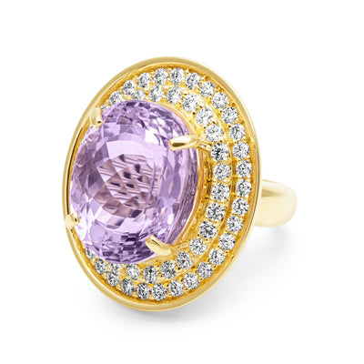 Ring - Kunzite And Diamond