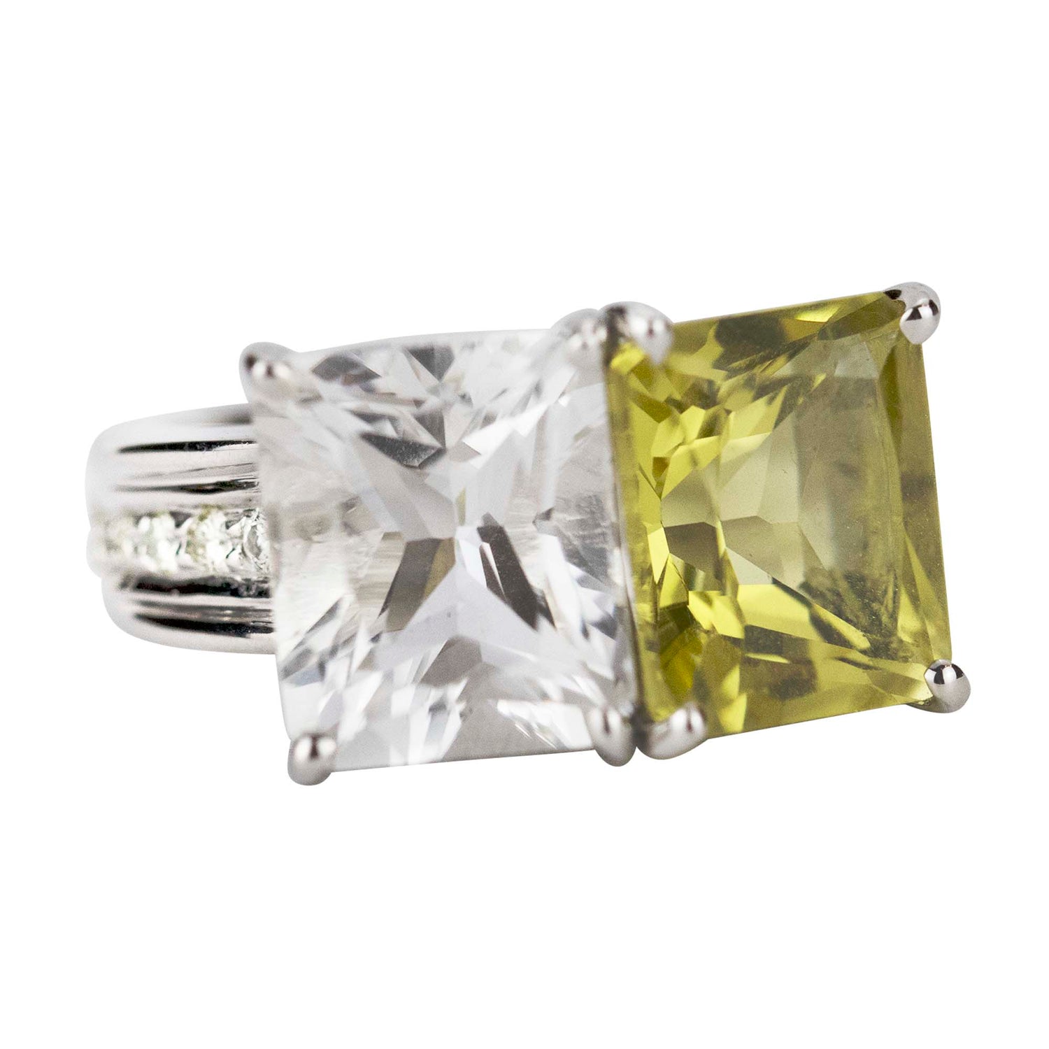 Repair - Ring - Crystal, Lemon Quartz &amp; Diamond in Sterling Silver (295BS)