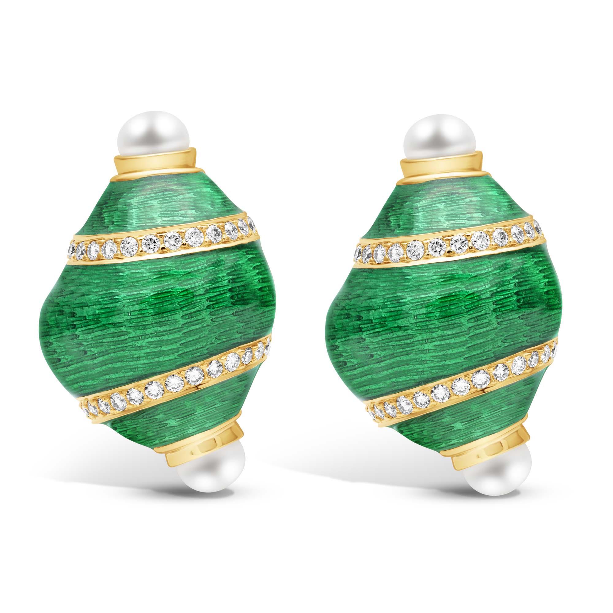 Earrings - Diamond And Pearl (Enamel) (2418A) | Singhvi Jewels