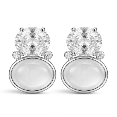 Earrings - Crystal, Moonstone And Diamond (345DS)