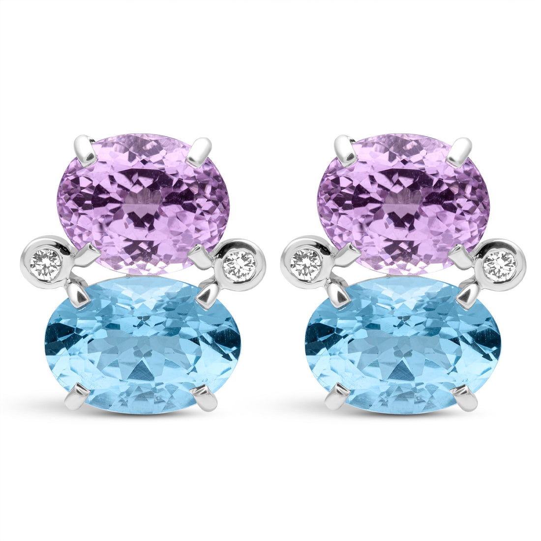 Earrings - Blue Topaz, Kunzite And Diamond | Singhvi Jewels