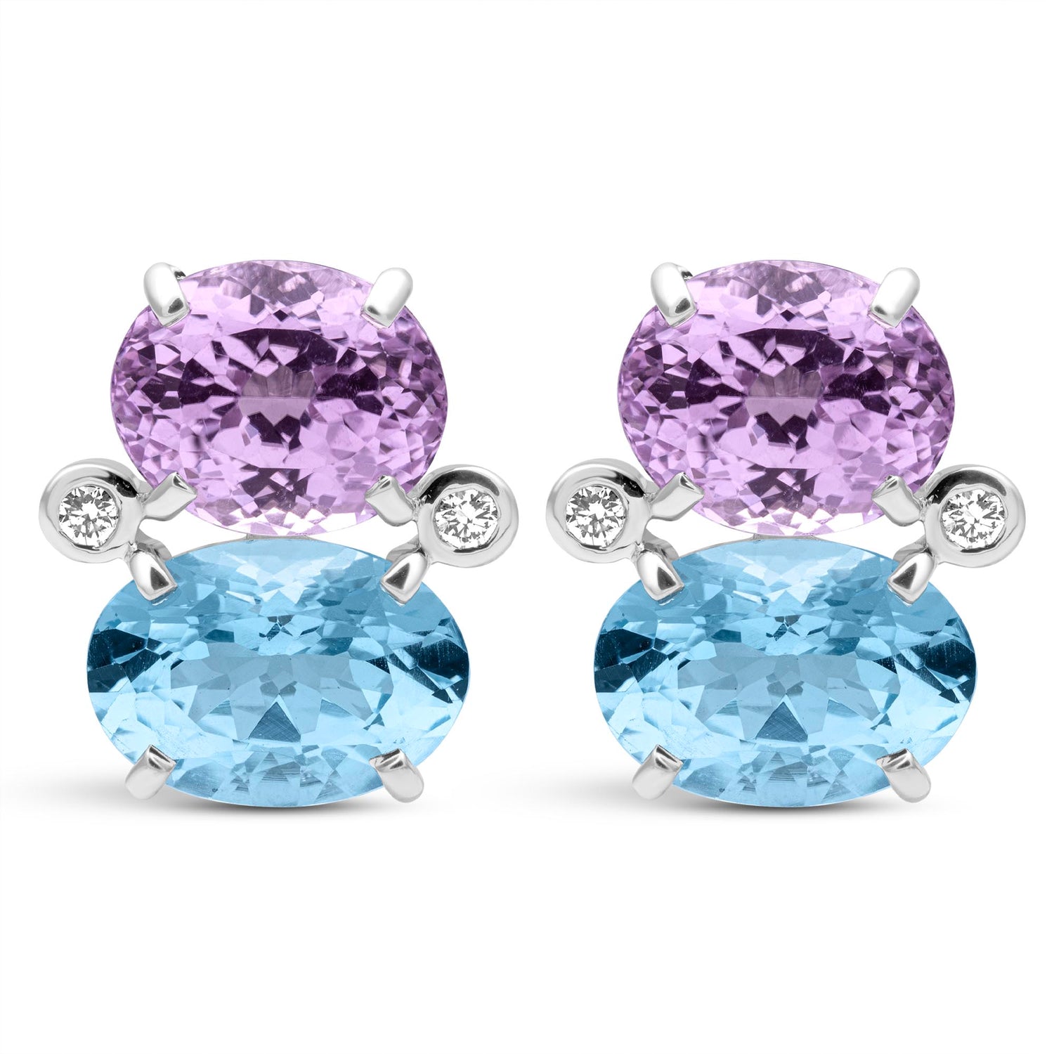 Earrings - Blue Topaz, Kunzite And Diamond | Singhvi Jewels