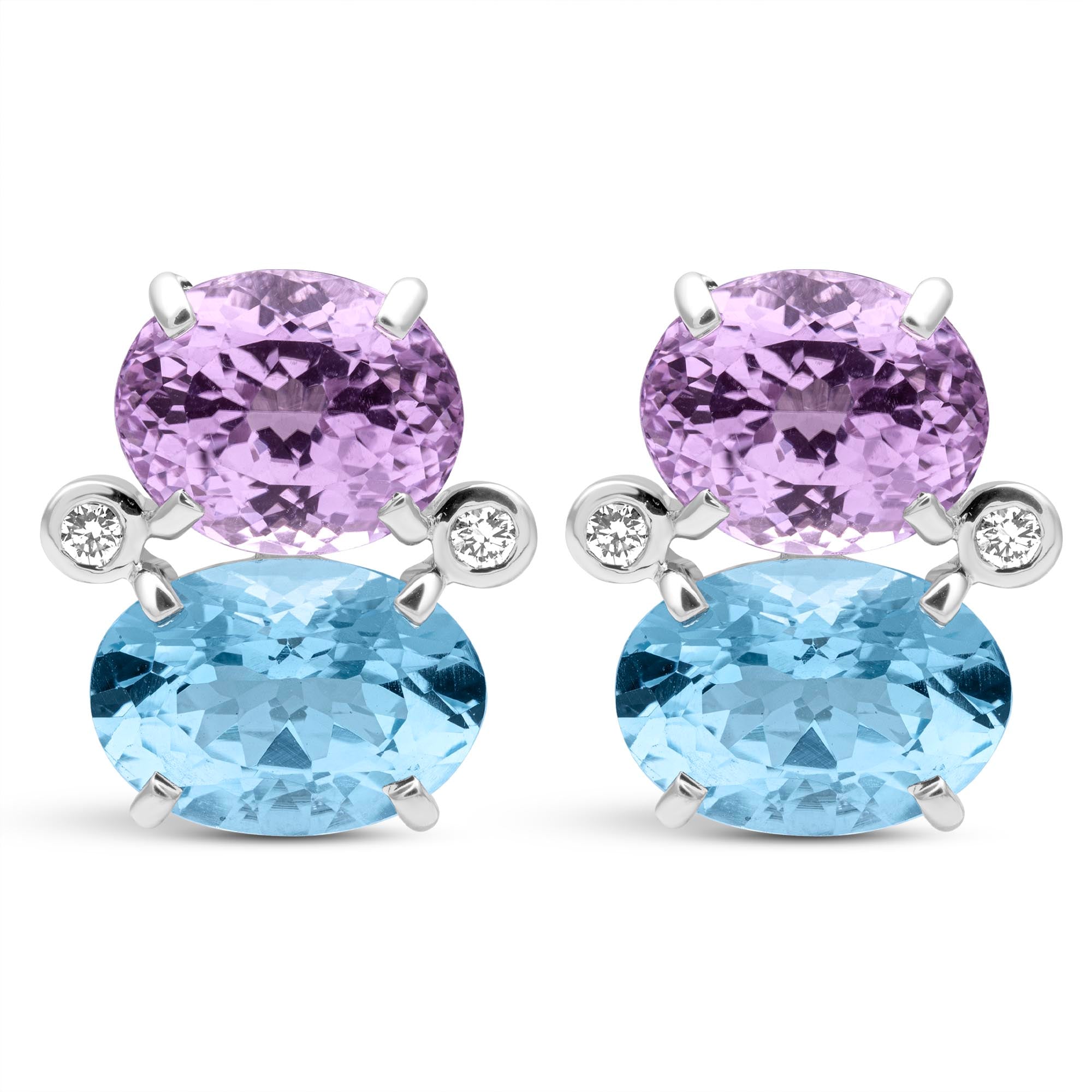 Earrings - Blue Topaz, Kunzite And Diamond | Singhvi Jewels
