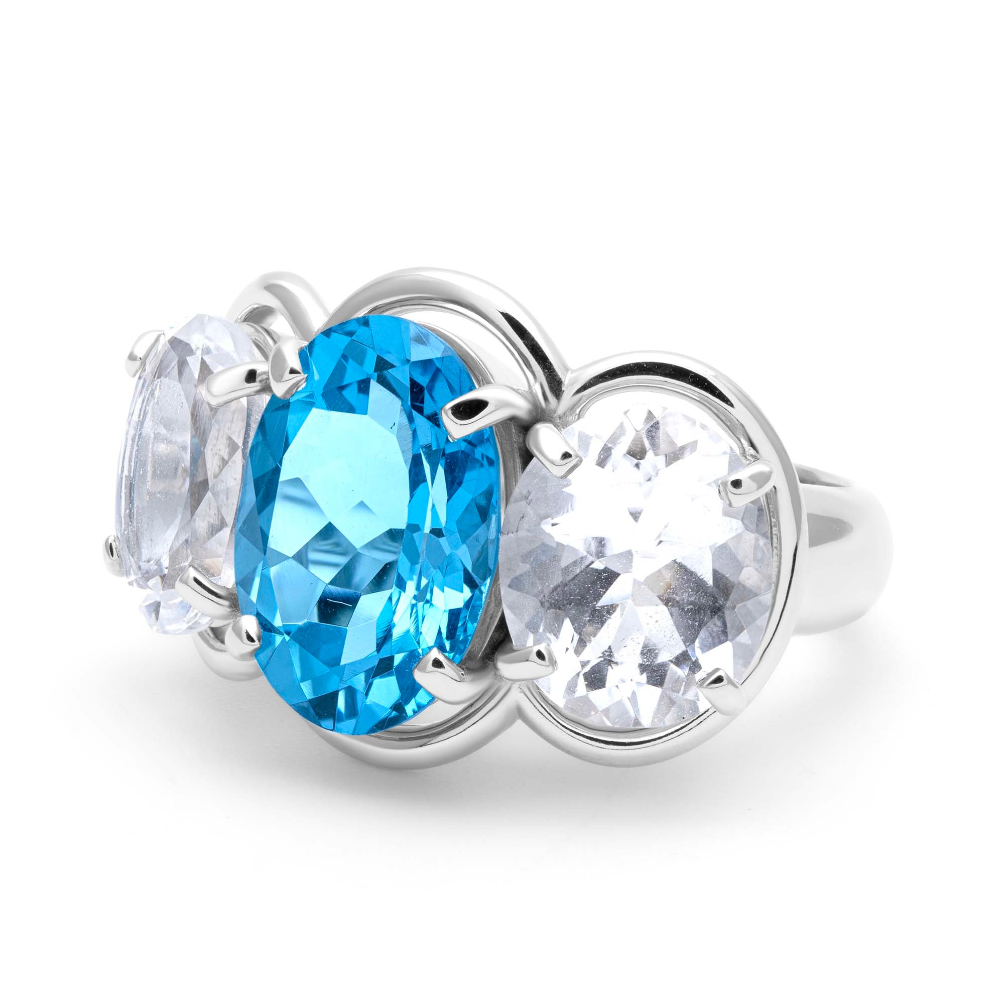 Ring - Blue Topaz And Crystal | Singhvi Jewels