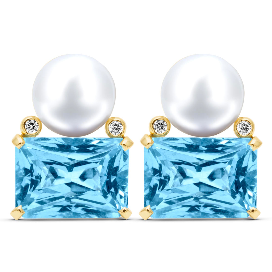 Earrings - South Sea Pearl, Blue Topaz And Diamond | Singhvi Jewels