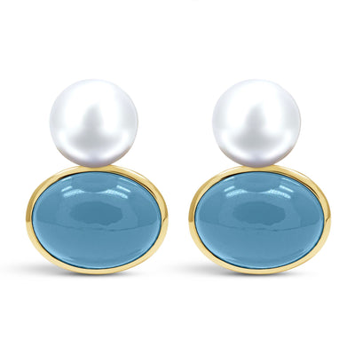 Earrings - Chalcedony And South Sea Pearl