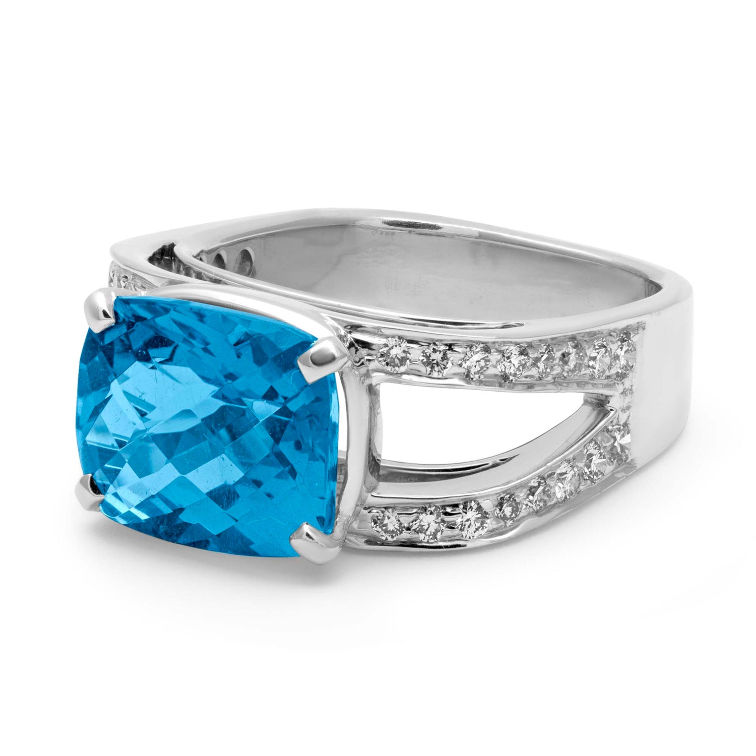 Ring - Blue Topaz And Diamond