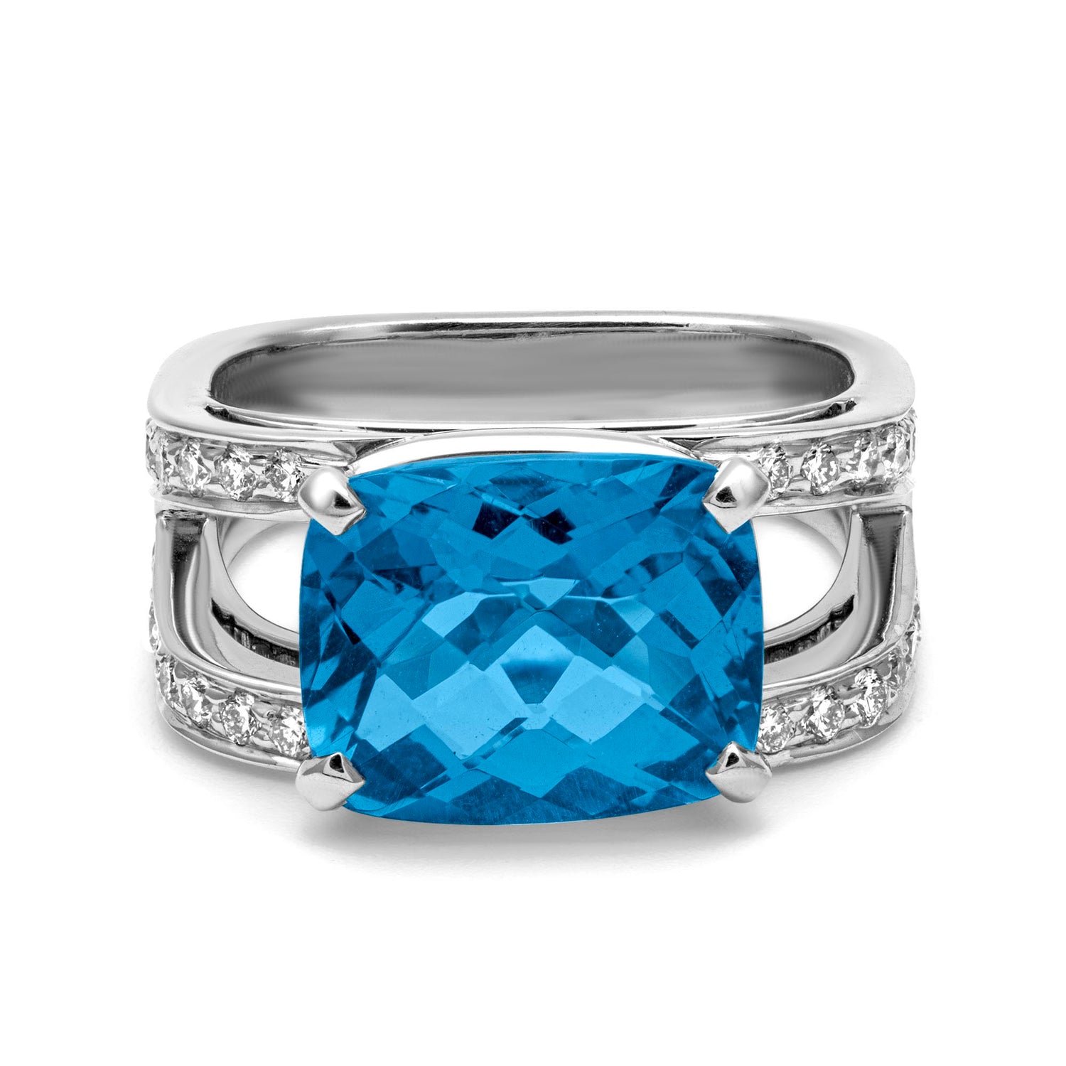 Ring - Blue Topaz And Diamond