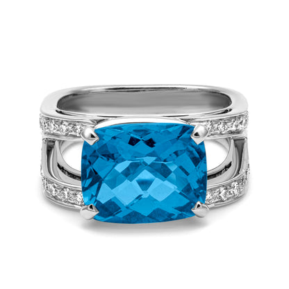 Ring - Blue Topaz And Diamond