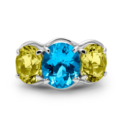 Ring - Blue Topaz And Lemon Quartz
