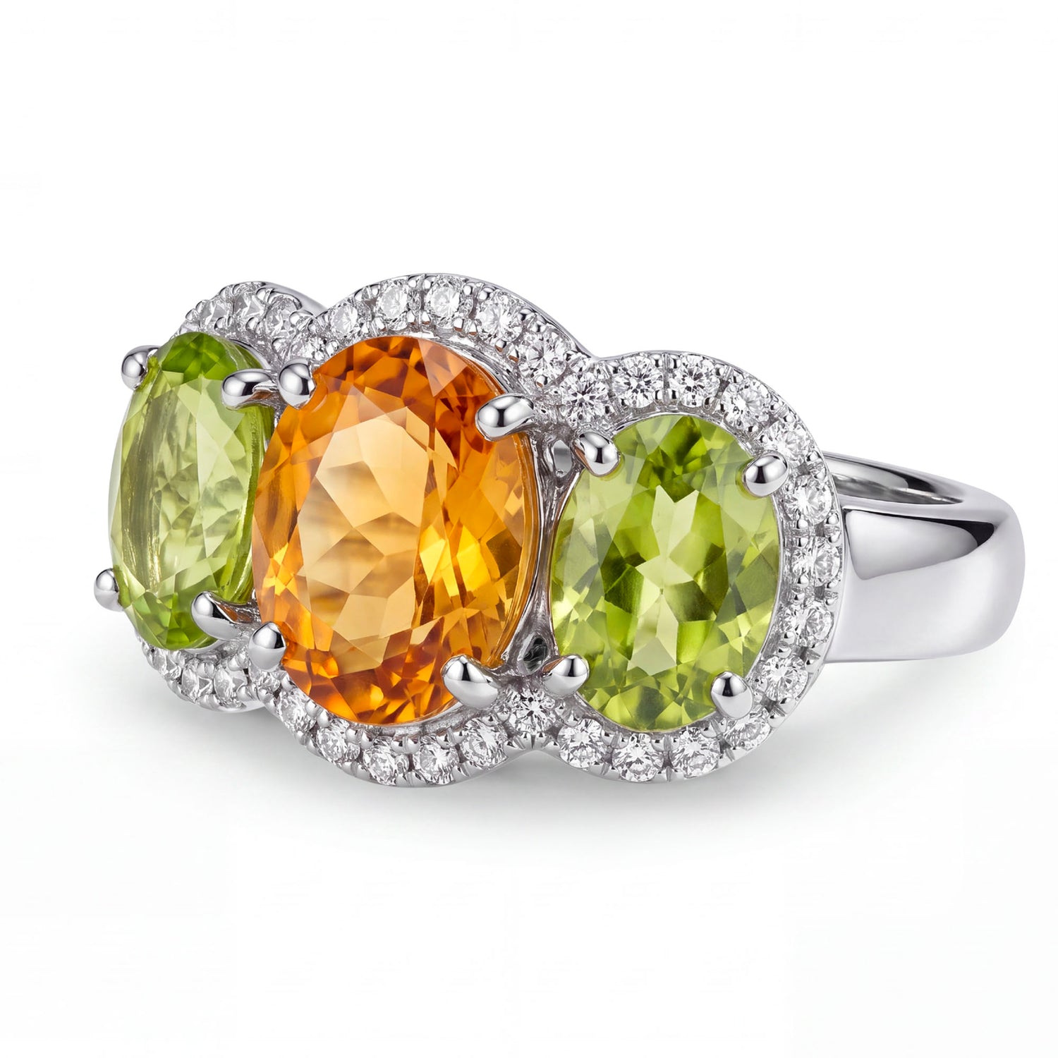 Ring - Citrine, Peridot And Diamond