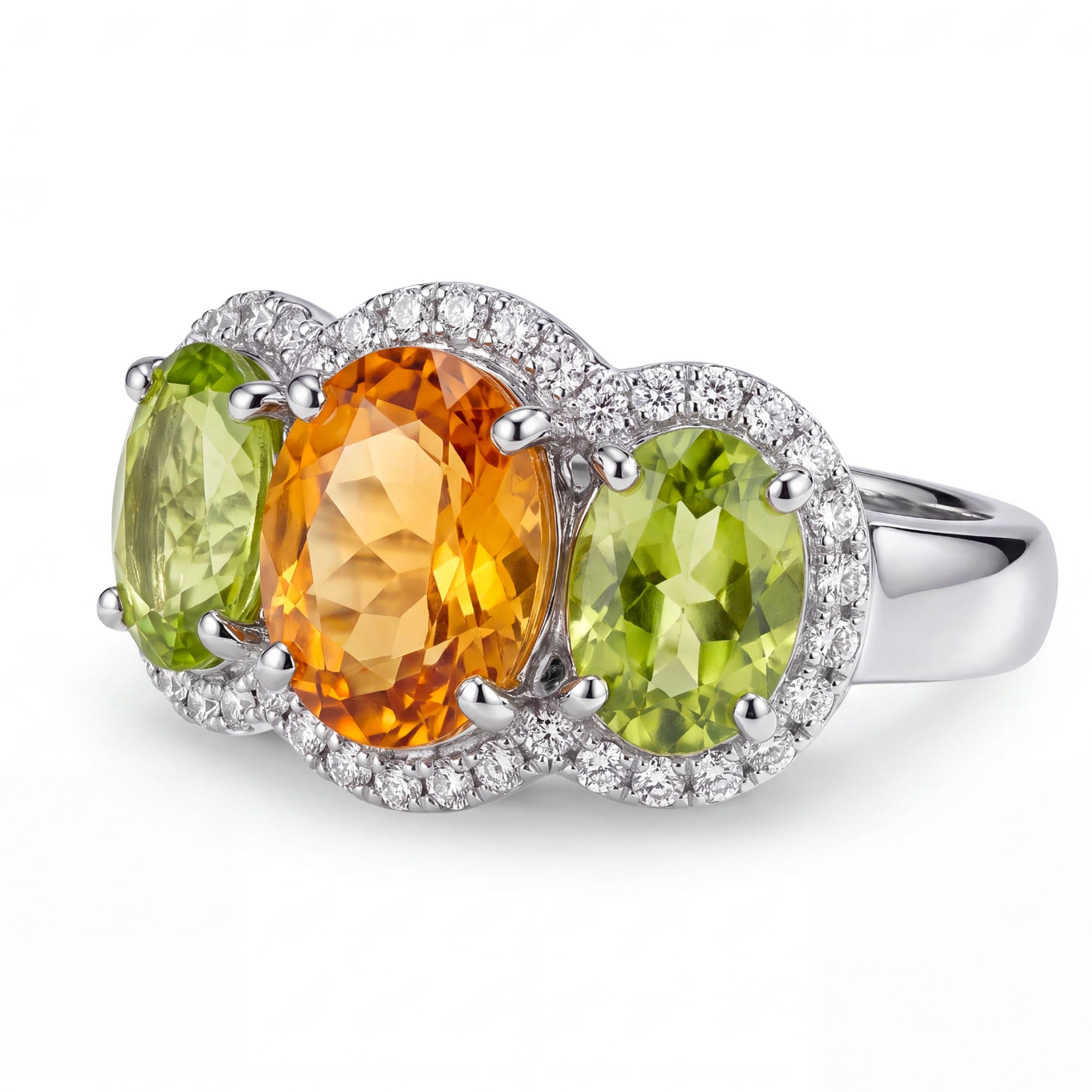 Ring - Citrine, Peridot And Diamond
