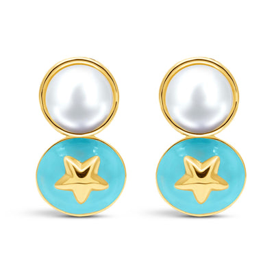 Earrings - South Sea Pearl (Enamel)