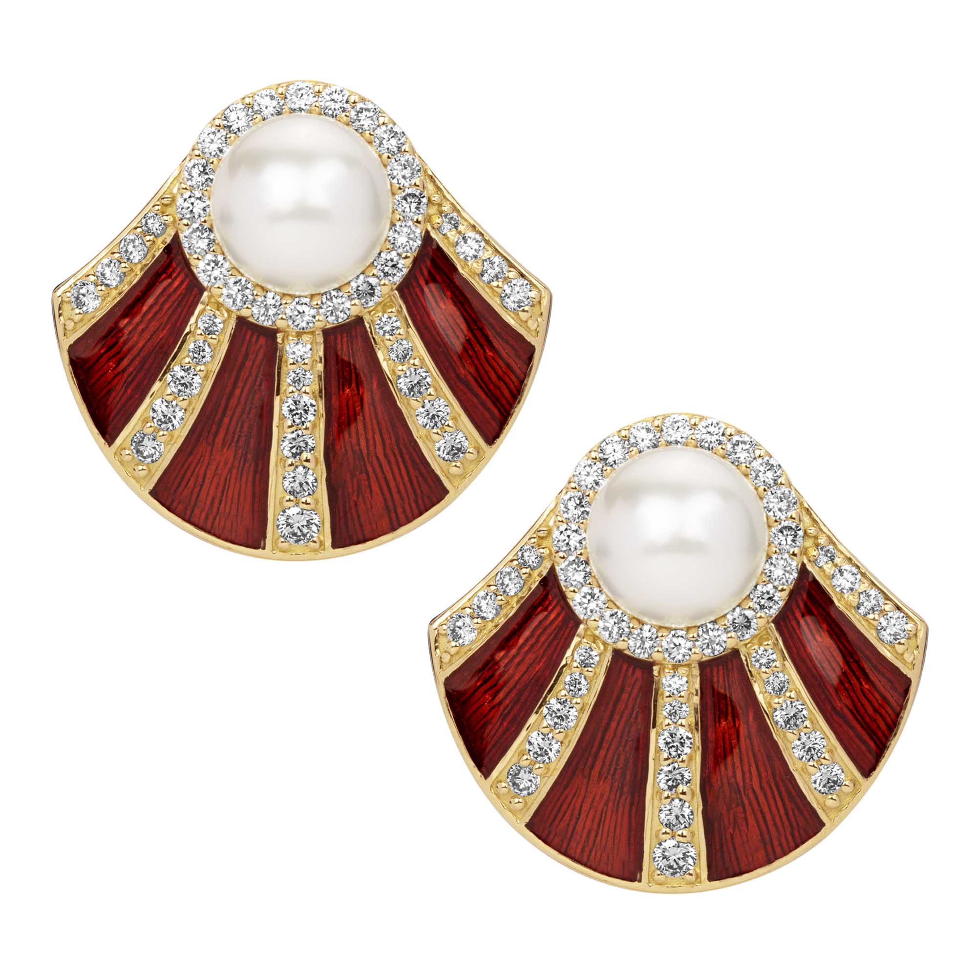 Earrings - South Sea Pearl, Diamond(enamel) (2382D) | Singhvi Jewels