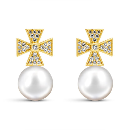 Earrings - South Sea Pearl And Diamond | Singhvi Jewels