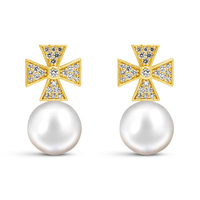 Earrings - South Sea Pearl And Diamond (2445C)