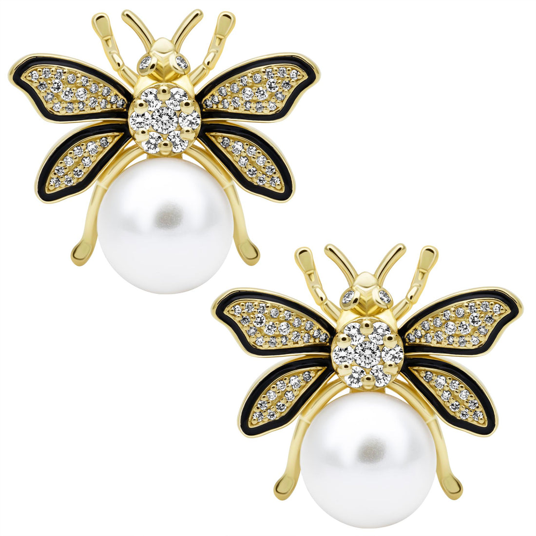 Earrings - Freshwater Pearl, Diamond (Enamel) | Singhvi Jewels