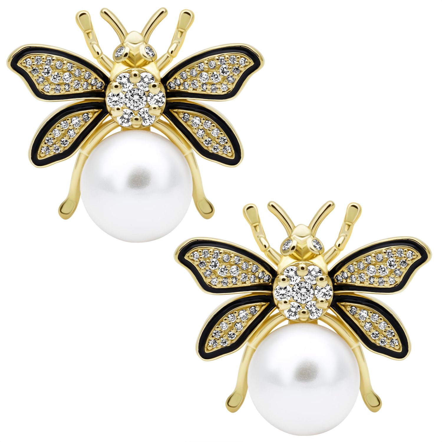 Earrings - Freshwater Pearl, Diamond (Enamel) | Singhvi Jewels