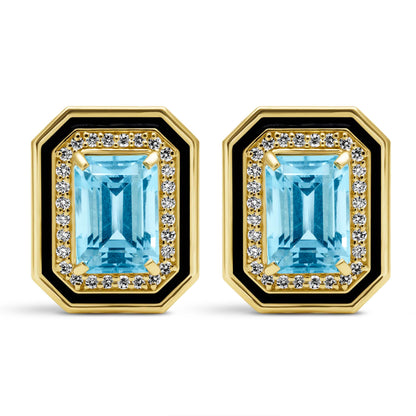 Earrings - Blue Topaz And Diamond (Enamel) (2437E) | Singhvi Jewels