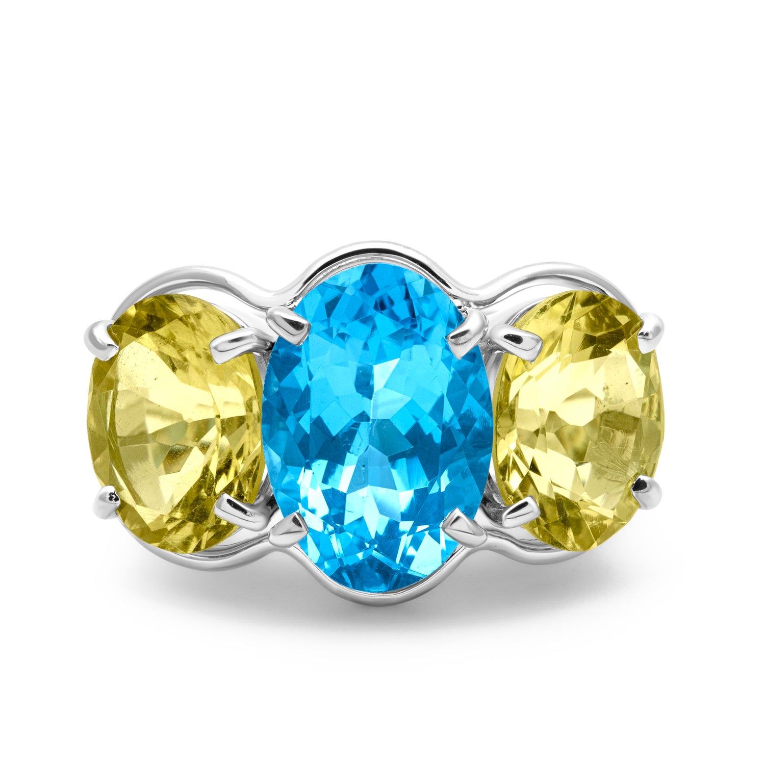 Ring - Blue Topaz And Lemon Quartz | Singhvi Jewels