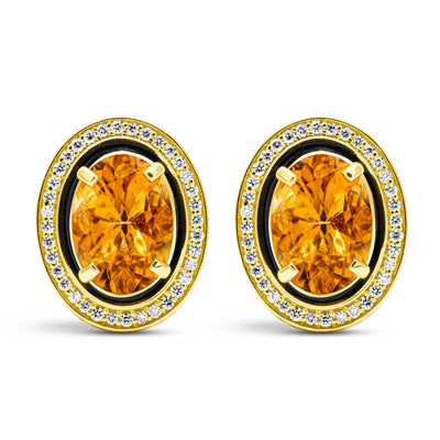 Earrings - Citrine And Diamond (Enamel) (2437D)