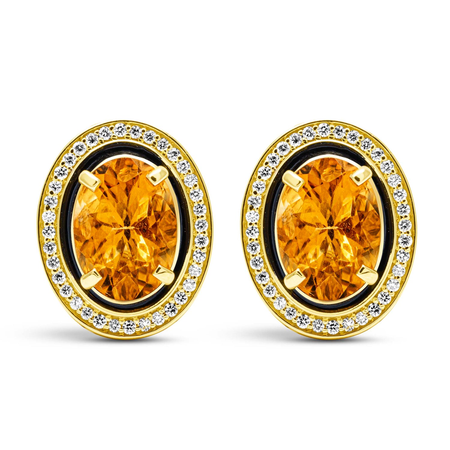 Earrings - Citrine And Diamond (Enamel) | Singhvi Jewels