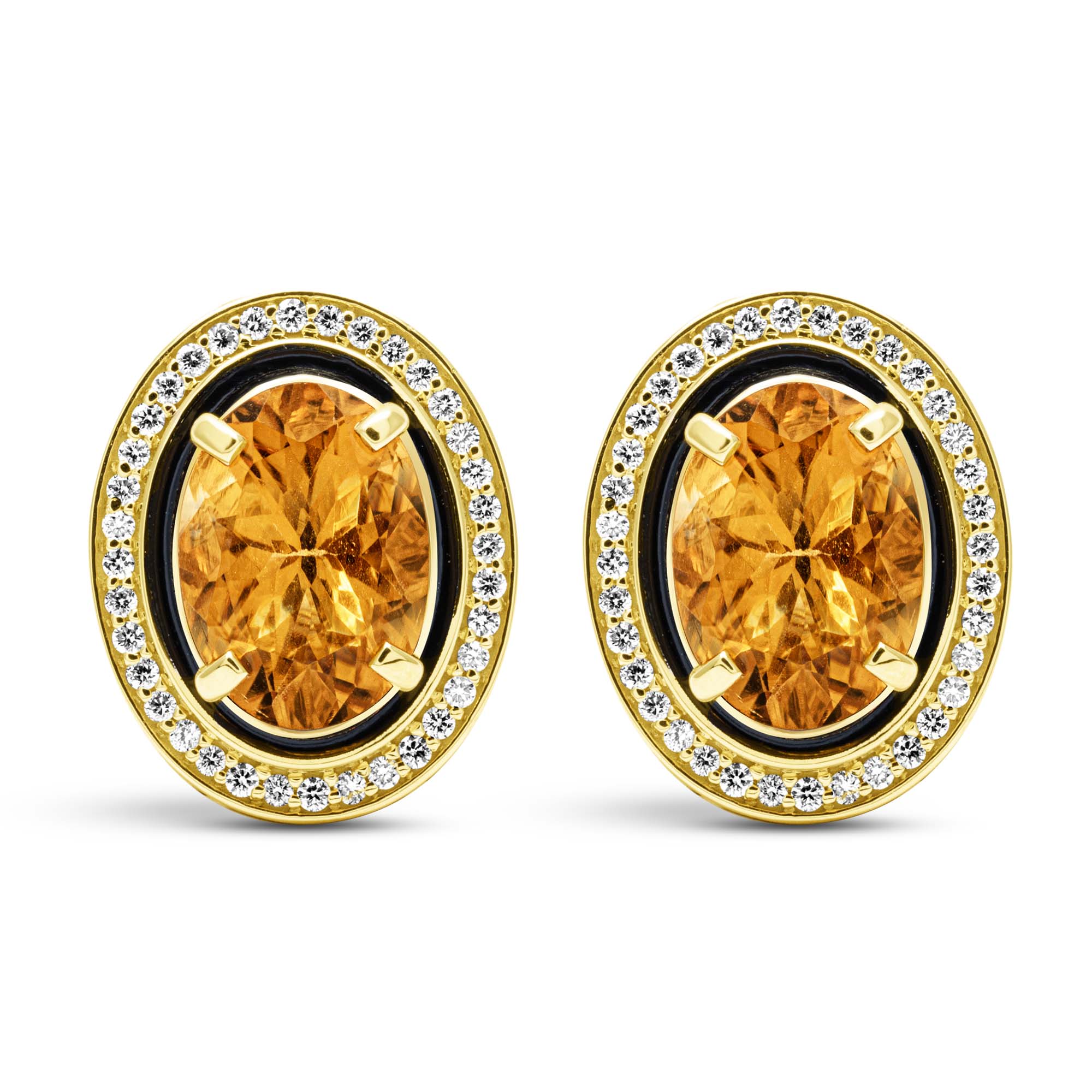 Earrings - Citrine And Diamond (Enamel) | Singhvi Jewels