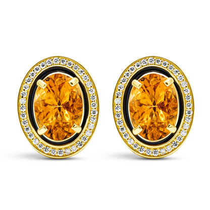 Earrings - Citrine And Diamond (Enamel) | Singhvi Jewels