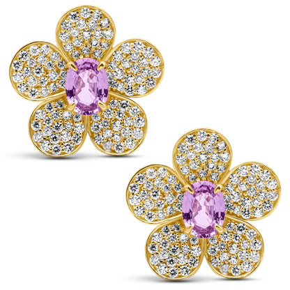 Earrings - Pink Sapphire And Diamond | Singhvi Jewels