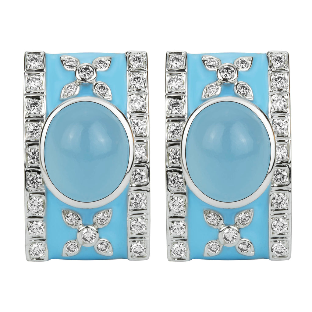Earrings - Chalcedony And Diamond (enamel)