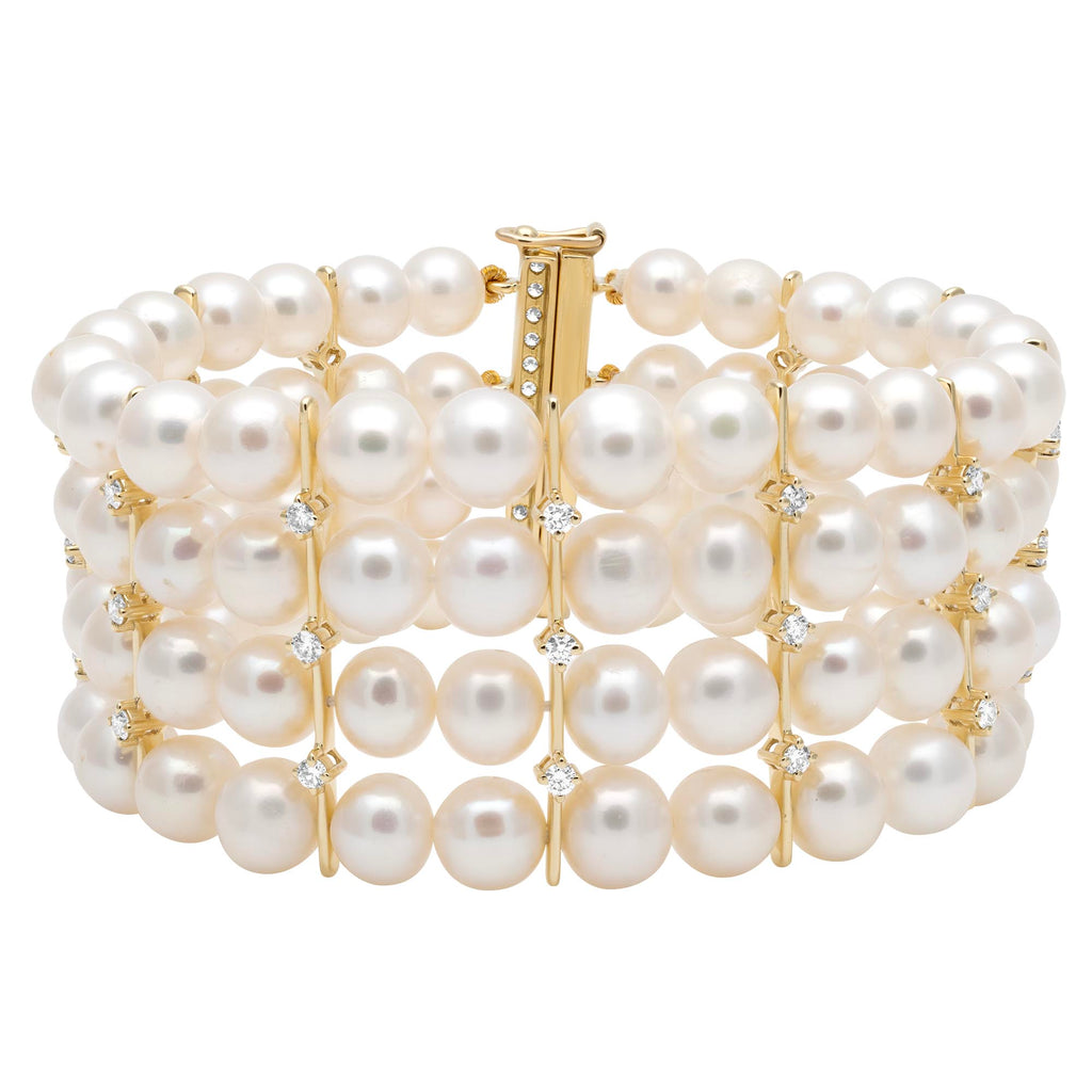Bracelet - Freshwater Pearl And Diamond