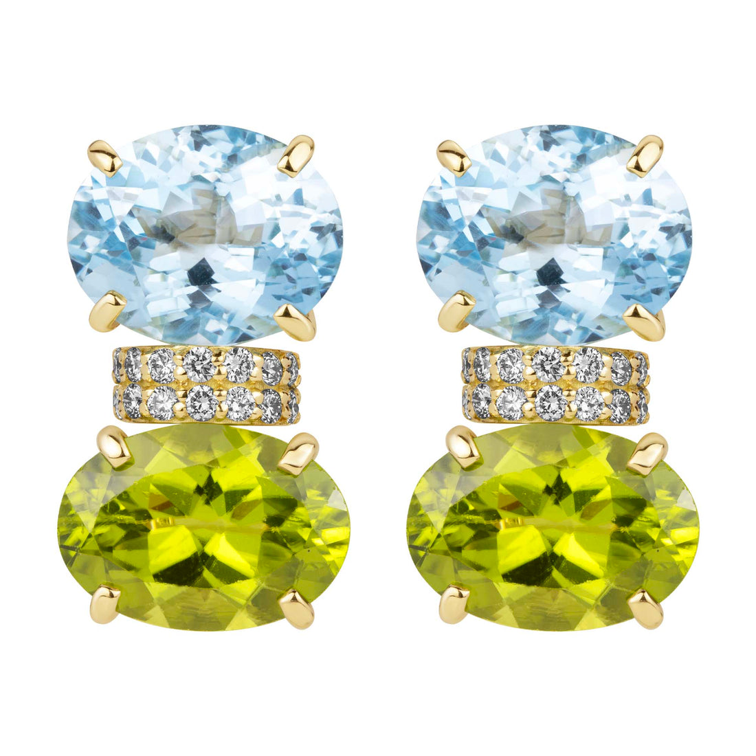 Earrings - Blue Topaz, Peridot and Diamond | Singhvi Jewels