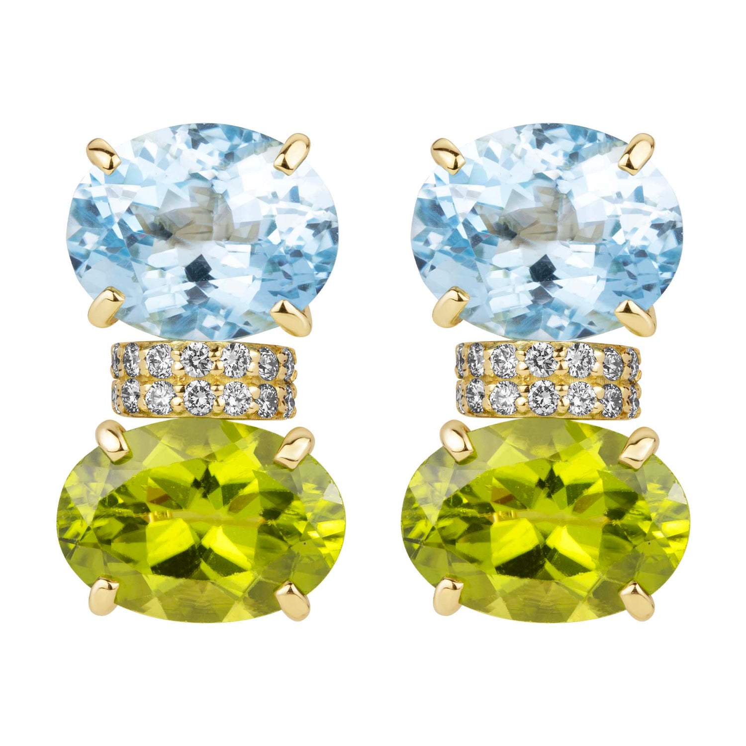Earrings - Blue Topaz, Peridot and Diamond | Singhvi Jewels