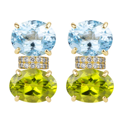 Earrings - Blue Topaz, Peridot And Diamond (2382I)