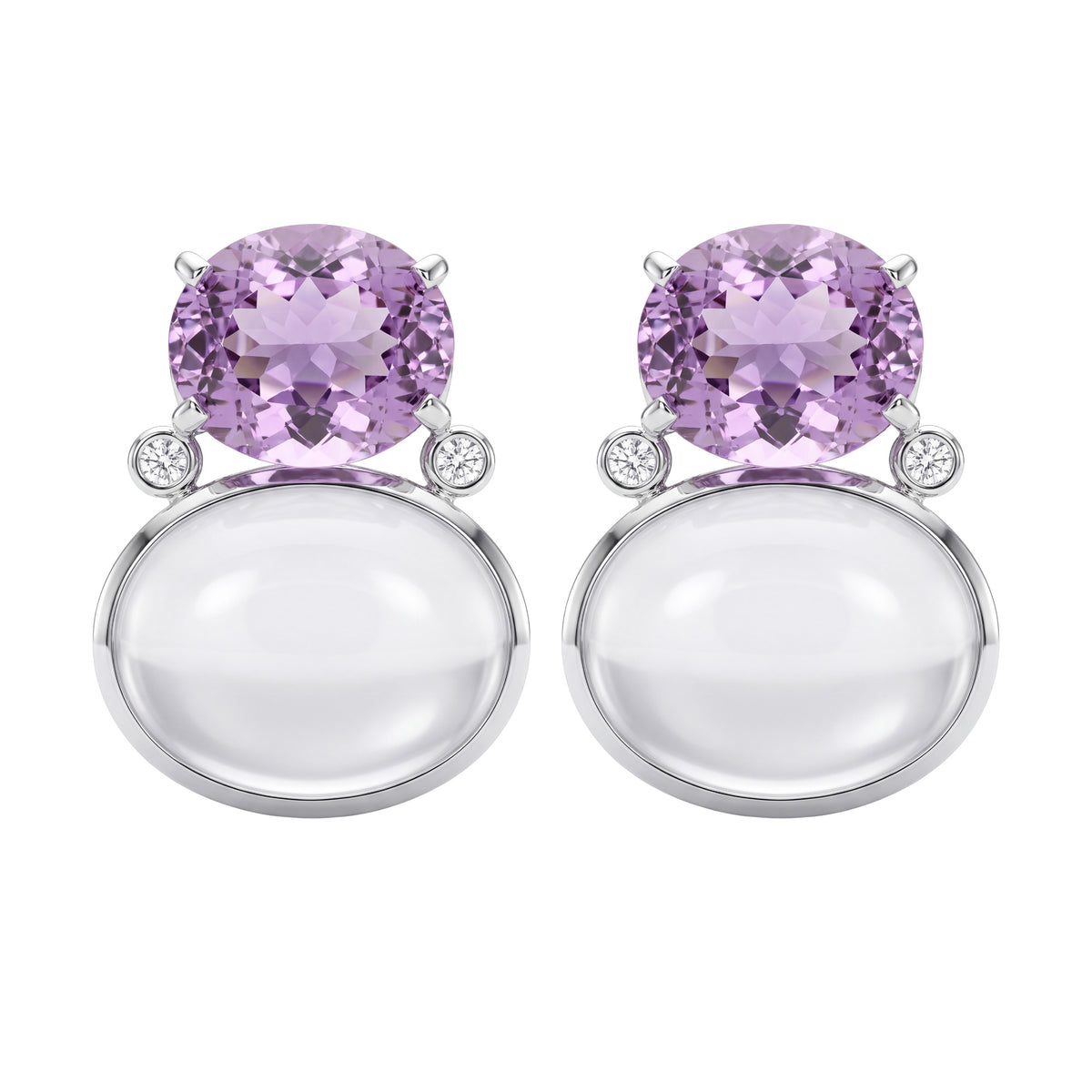 Earrings - Kunzite, Moonstone And Diamond | Singhvi Jewels