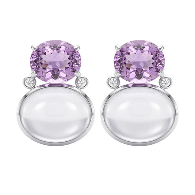 Earrings - Kunzite, Moonstone And Diamond