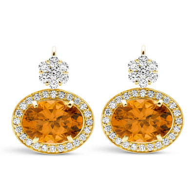 Earrings - Citrine And Diamond