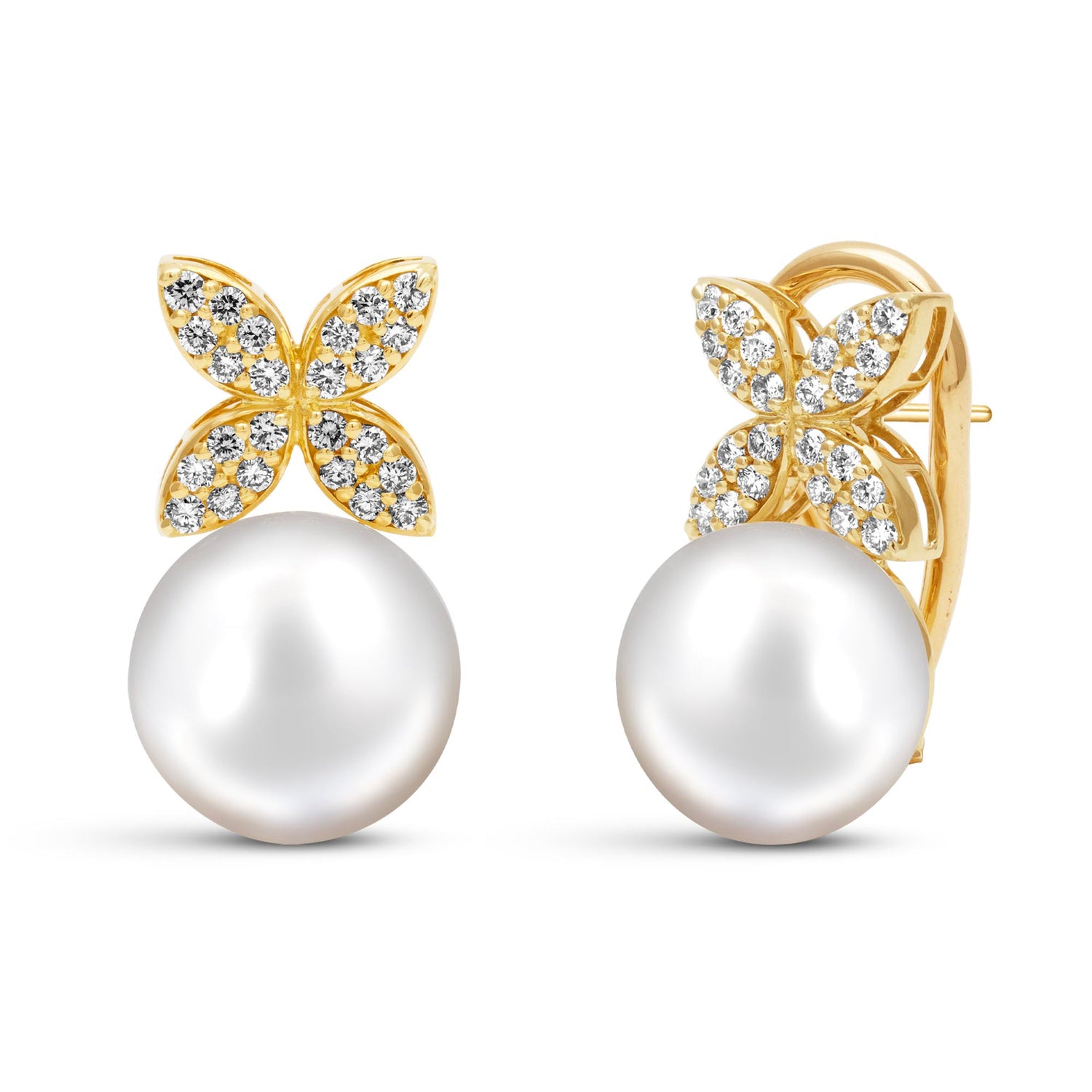 Earrings - Freshwater Pearl And Diamond