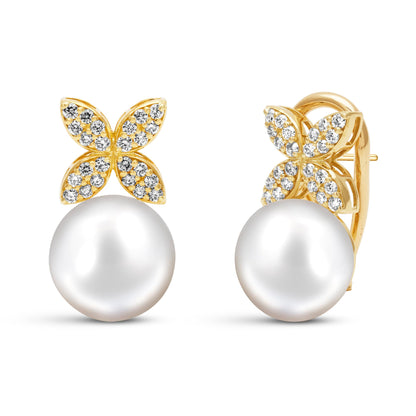 Earrings - Freshwater Pearl And Diamond | Singhvi Jewels
