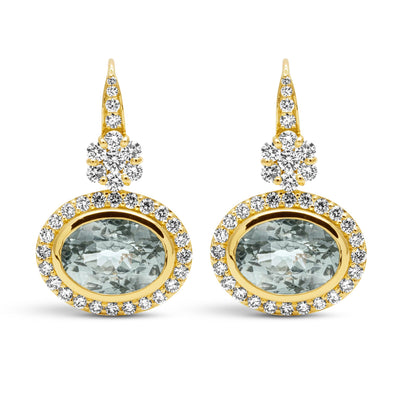 Earrings - Green Quartz And Diamond