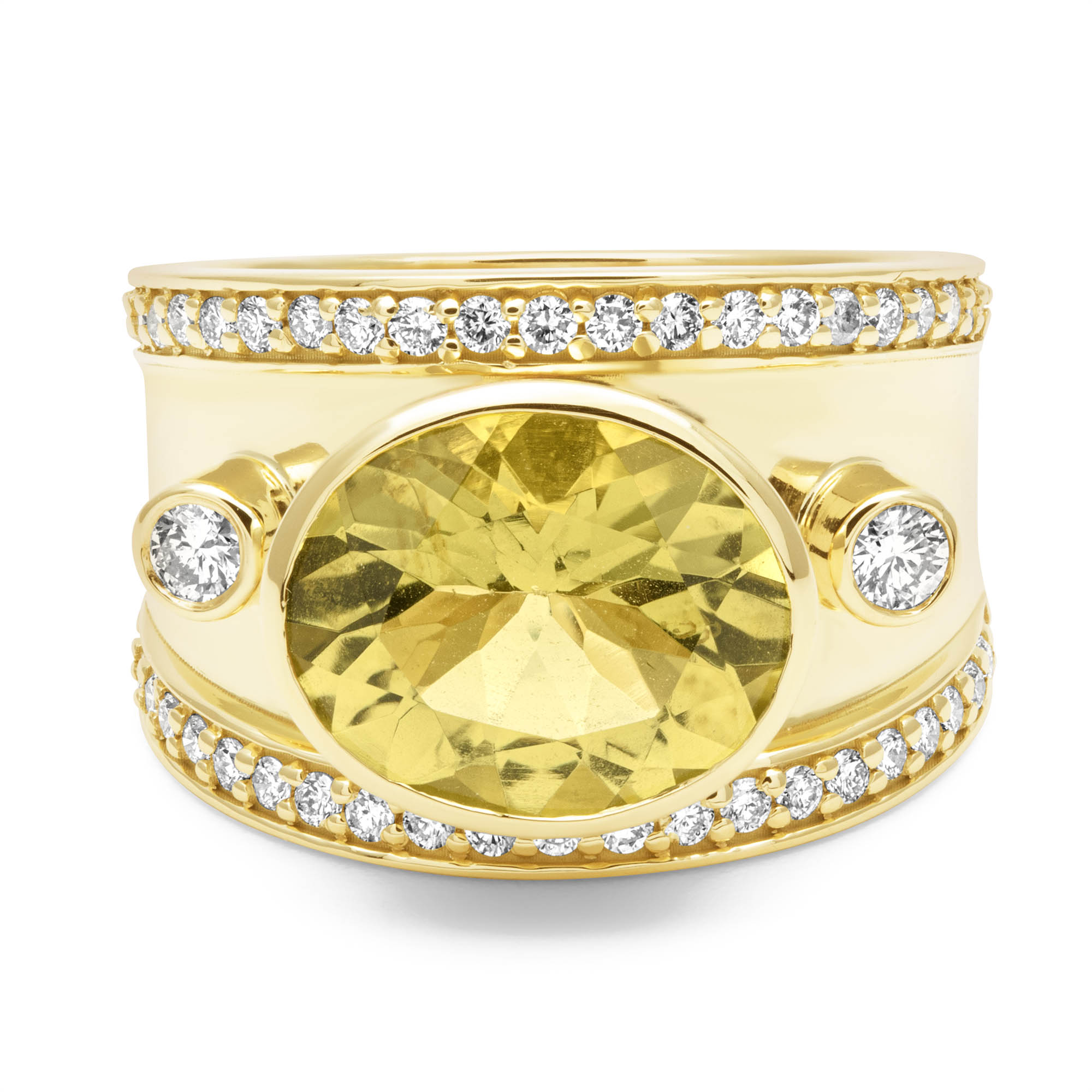 Ring - Lemon Quartz And Diamond | Singhvi Jewels