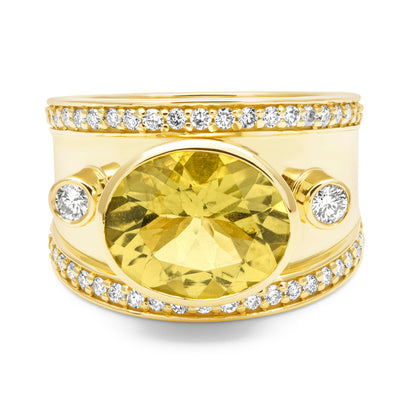 Ring - Lemon Quartz And Diamond (2458B)