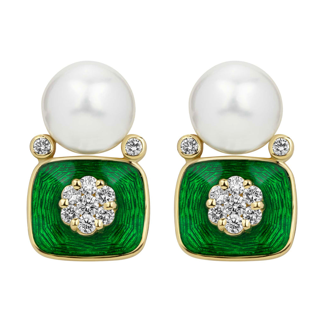 Earrings - South Sea Pearl, Diamond (enamel)